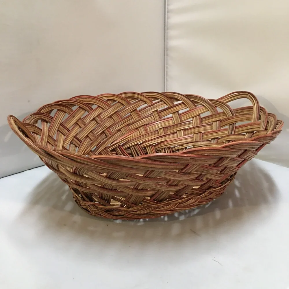 Woven Wicker Basket Home Decor Large Brown Tan Philippines Handled Cottagecore